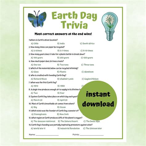 Earth Day Trivia | Earth Day Party Game | Environmental Activity for ...