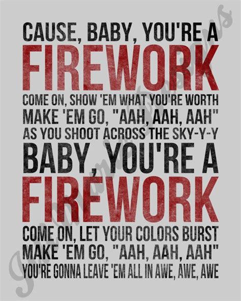 Firework by Katy Perry Song Lyric Digital Printable | Etsy in 2021 ...