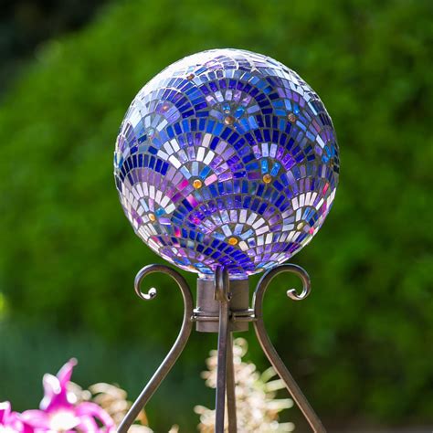 Stained Glass Gazing Balls Close Up Of Mosaic Garden Ball In Shades Of
