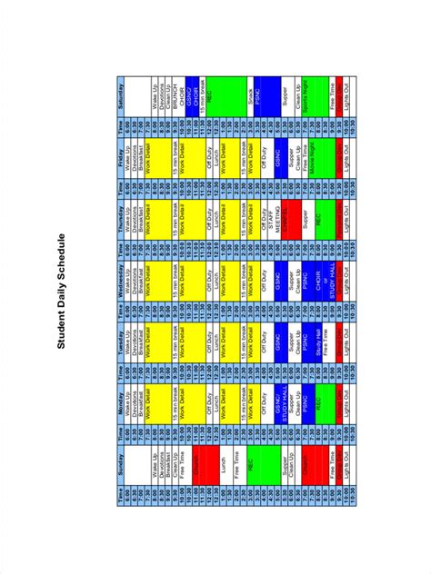 Image result for Schedule Examples