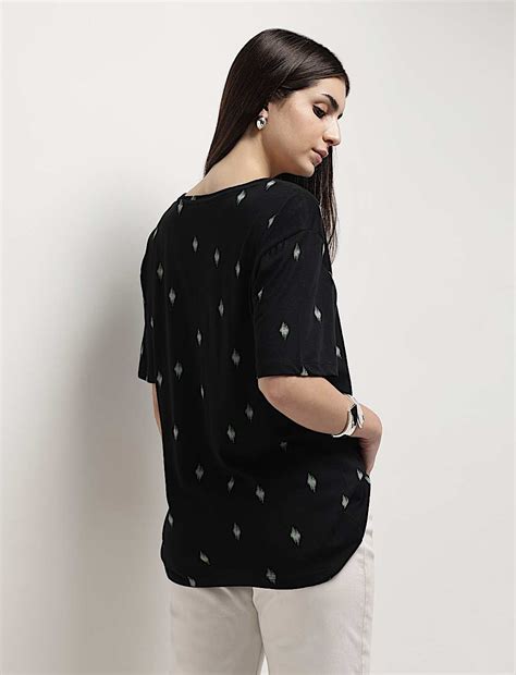 Buy Cotton Modal Printed Relaxed Fit T-Shirt at Marks & Spencer