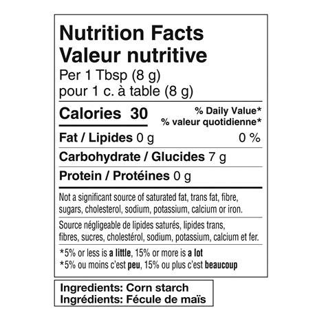 Corn Starch Carbohydrate Content at Suzanne Prince blog