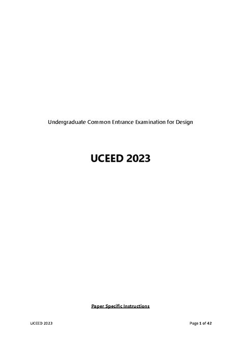 UCEED 2023 Final Exam Question Paper Overview and Marking Scheme - Studocu