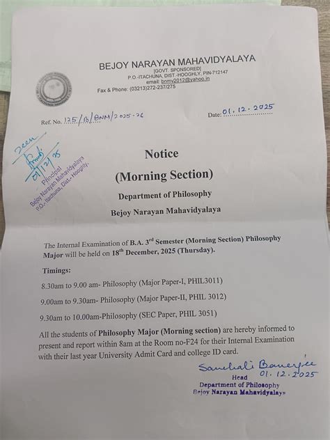 Notice Board | Bejoy Narayan Mahavidyalaya
