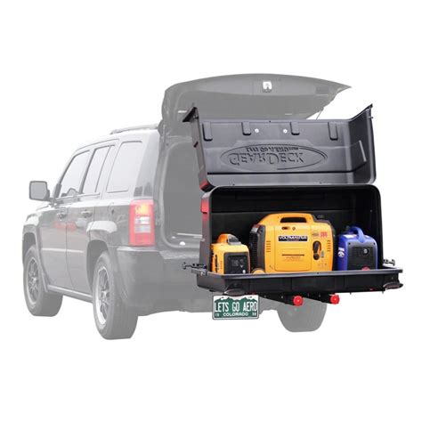 GearDeck Slide Out Hitch Mounted Enclosed Cargo Carrier Box with Taillights - Lets Go Aero ...