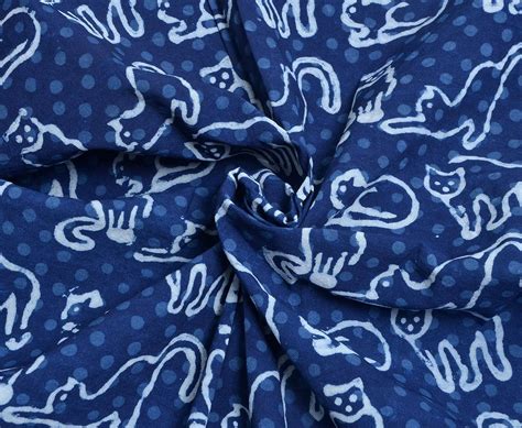 Indigo CAT Print Cotton Fabric – Jaipur Hand Block
