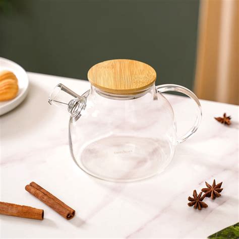 Borosilicate Glass Tea Pitcher With Lid 1000ml Online - Premium Tea Pot ...