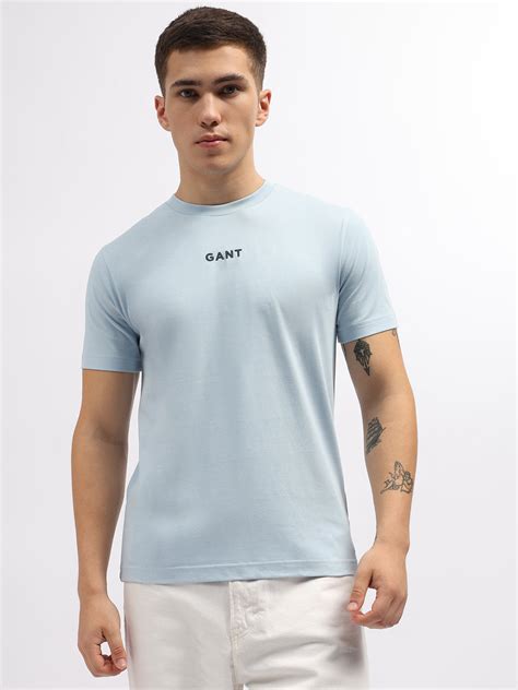 Shop Gant Men Navy Blue Solid Round Neck Short Sleeves T-Shirt Online ...