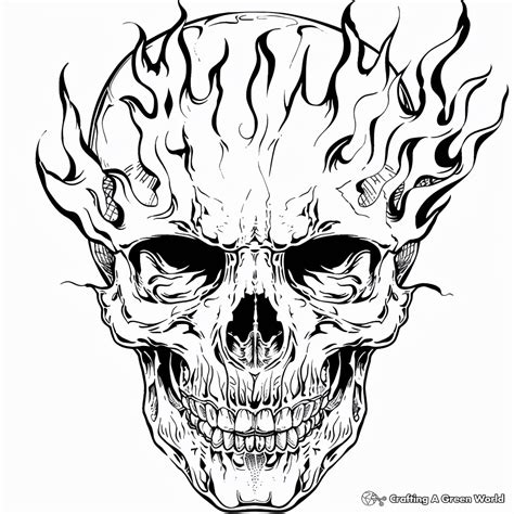 Skulls And Flames Coloring Pages