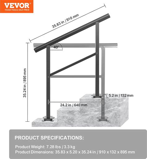 VEVOR Handrail for Outdoor Steps, 2-3 Steps Outdoor India | Ubuy