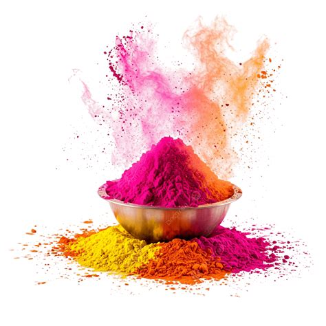 Colorful Holi Powder Splash Vibrant Festival Colors In Traditional Clay Bowls, Color Powders ...