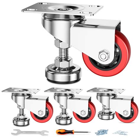 Buy Homhoo 3" Leveling Plate Caster Wheels with Adjustable Anti ...