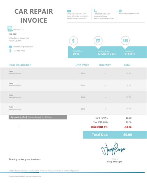 Image result for Auto Repair Shop Invoice Software