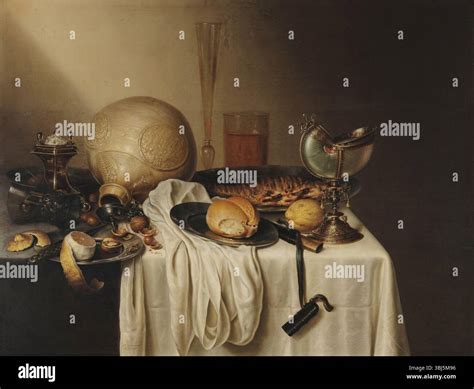 Still Life with a Bearded Man Crock and a Nautilus Shell Cup, First Half of 17th century. Found ...