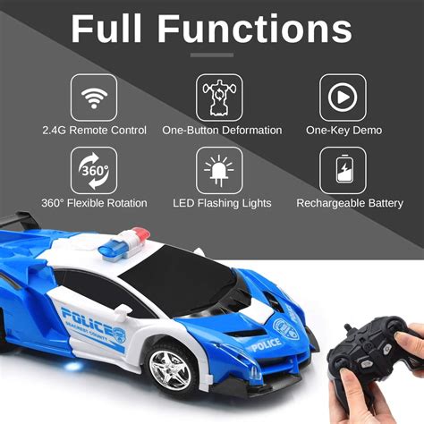 Buy Electric Police Car One Button Transformation Robot Deformation Car ...