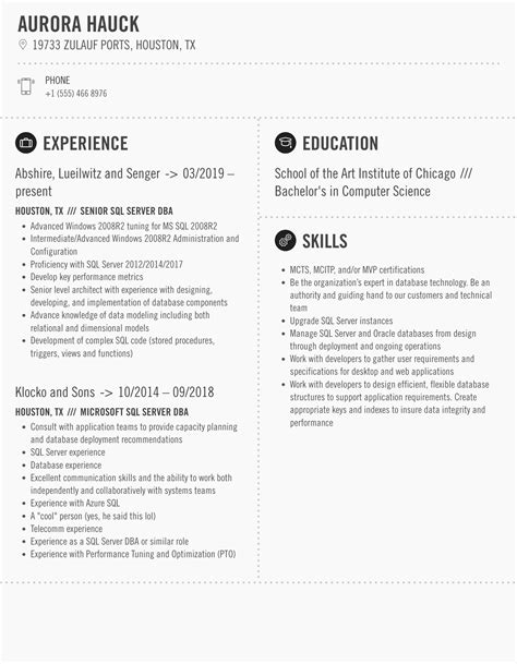 Image result for Resume for SQL DBA