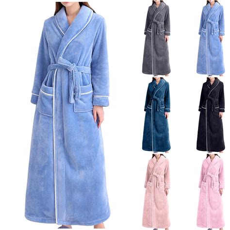 pstuiky Long Robe, Women Flannel Gown and Fleece Extra Thick Nightgown ...