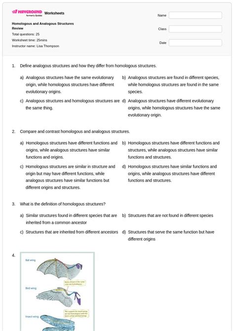 50+ Homologous Structures worksheets for Class 10 on Wayground | Free ...