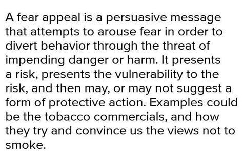 Describe the "fear appeal" and how it's used in public health messaging ...