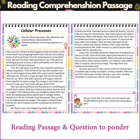 Cellular Processes | Reading Comprehension Passage and Questions ...