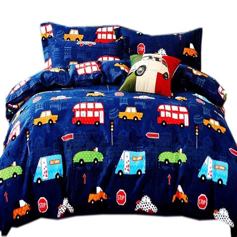 Buy Sky Tex 3D Printed Glace Cotton Buses & Cars Printed 160 TC Single ...