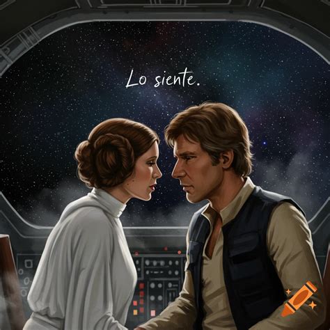 Illustration of Princess Leia and Han Solo looking at each other in a ...