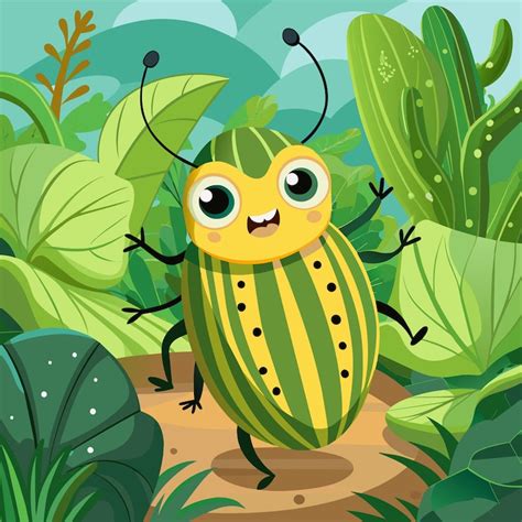 A cartoon image of a yellow bug with big eyes and green eyes | Premium ...
