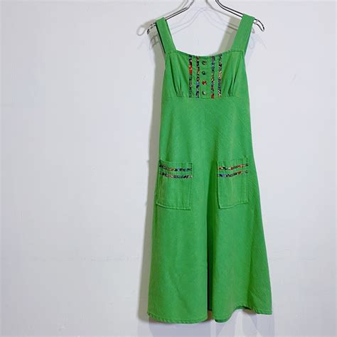 70s green cami mini dress | LEMON