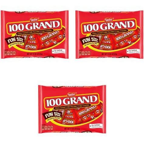 100 Grand Candy Bars, Individually Wrapped, Fun Size, 11 Oz, Pack Of 3 ...