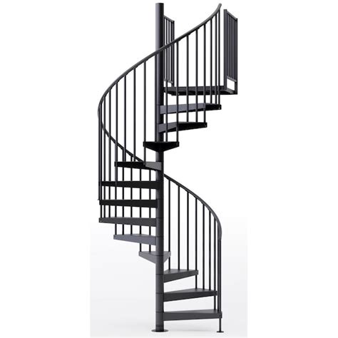 Mylen Stairs Condor 60-in x 13.34-ft 2 Platform Rails Black Spiral ...