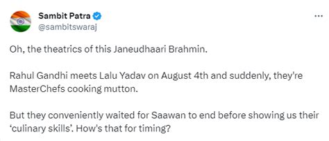 'Janeudhaari Brahmin' Rahul Gandhi eats mutton in Sawan: BJP's barb at ...