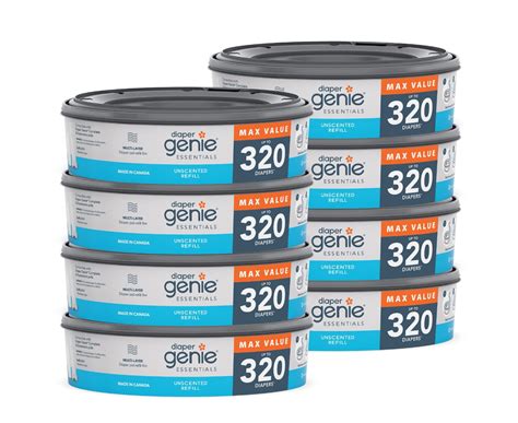 Diaper Genie Essentials Round Refill 8-Pack | Holds Up to 2560 Newborn ...