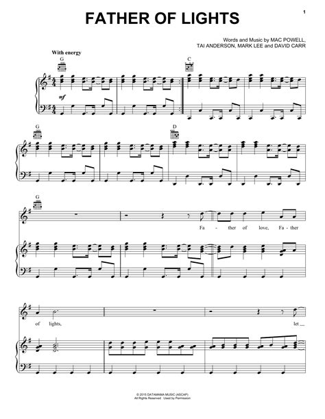 Download Father Of Lights - Third Day | Piano, Vocal & Guitar Sheet ...