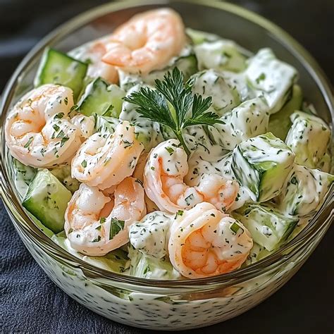 Creamy Cucumber Shrimp Salad Recipe - Grammy Recipes