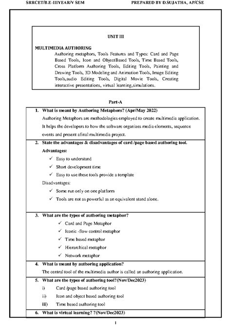 Unit-3-qp - Easy - Part-A What is meant by Authoring Metaphors? (Apr ...
