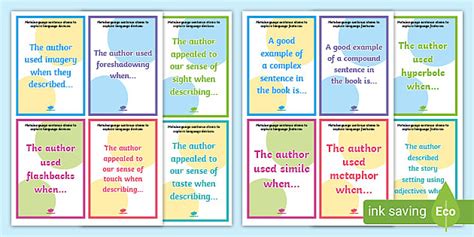 Year 3/4 Metalanguage Sentence Stem Cards (teacher made)
