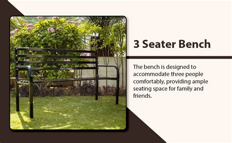 OUTLIVING Metal 3 Seater Garden Bench for Indoor & Outdoor Park | Patio ...