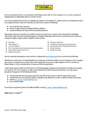 Jb Hunt Carrier Setup - Fill and Sign Printable Template Online