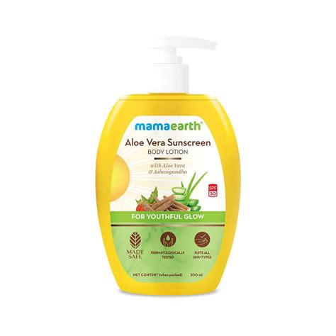 Buy Mamaearth Aloe Vera Sunscreen Lotion, 300ml - Beauty Care Online ...
