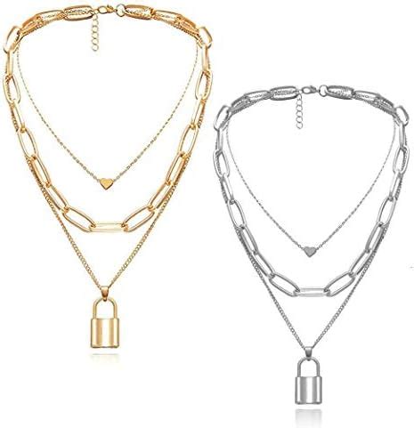 MEENAZ Pendant Lock Necklace Combo Jewellery for women Girls girlfriend ...