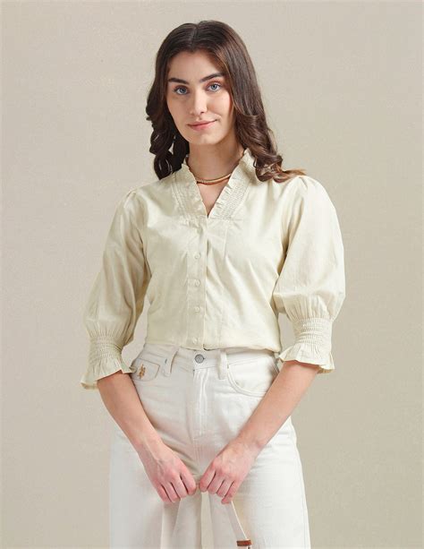 Ruffled V-Neck Cotton Top – U.S. Polo Assn. India