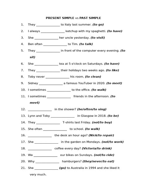 Present Simple Past Simple 的图像结果