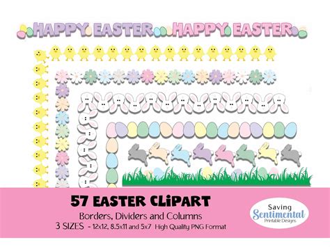 Easter Borders Clipart Easter Frames Dividers Columns Easter PNG ...