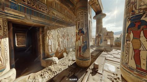 Premium Photo | A view inside an ancient Egyptian temple with pillars ...