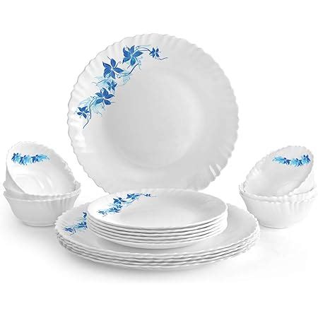 Cello Dazzle Opalware Dinner Set (18 Pcs, Blue Swirl) : Amazon.in: Home ...