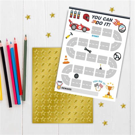 JCVUK Race Theme Reward Chart with Golden Star Stickers, India | Ubuy