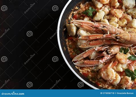 Seafood Paella, Traditional and Typical Food in Spain. Stock Photo ...