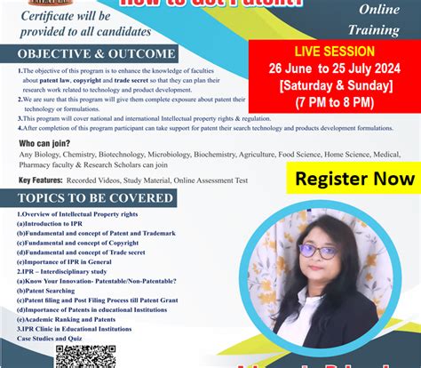 FACULTY DEVELOPMENT PROGRAMME (FDP) ON HOW TO GET PATENT? One Month ...