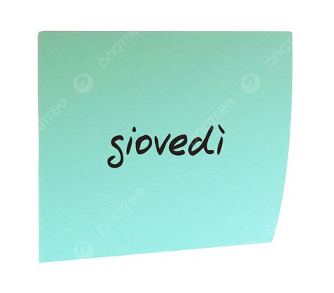 Thursday In Italian Teal Colour, Green, Memo, Days PNG Transparent ...