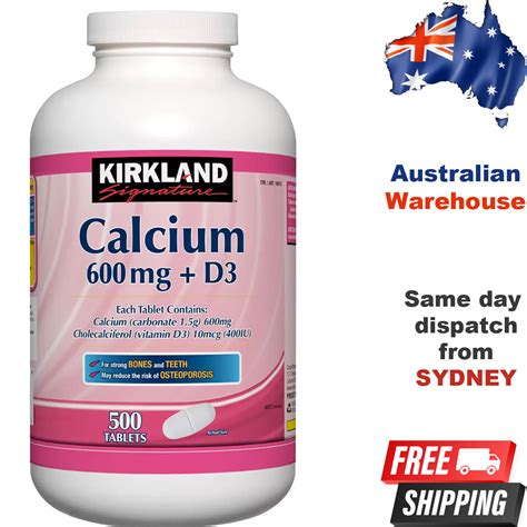 Kirkland Signature Calcium 600 mg plus Vitamin D3, 500 Tablets – Austral Shop